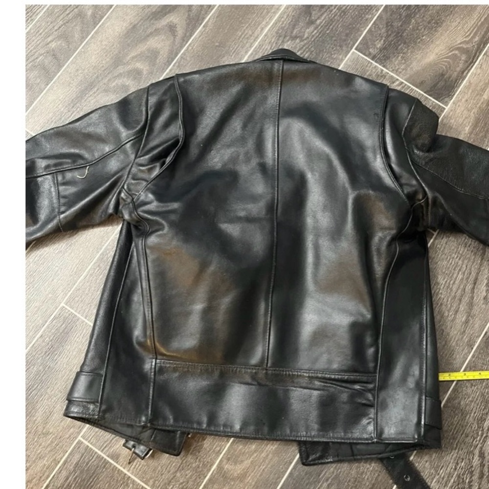COPY - Vintage black leather motorcycle jacket .Mens size 38 . - Picture 2 of 7